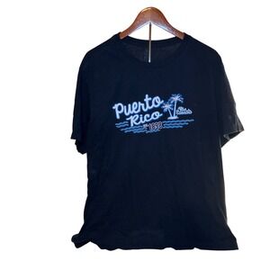 Puerto Rico Graphic T-Shirt Mens 2XL Navy Blue Palm Tree Est 1898